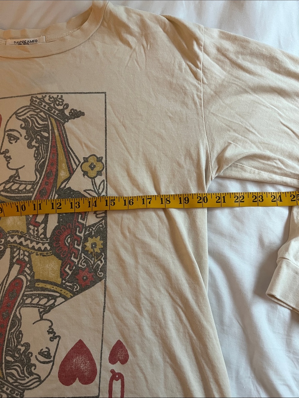 Daydreamer Free People Queen of Hearts long sleeve T-shirt cotton arm spellout L - Picture 12 of 14